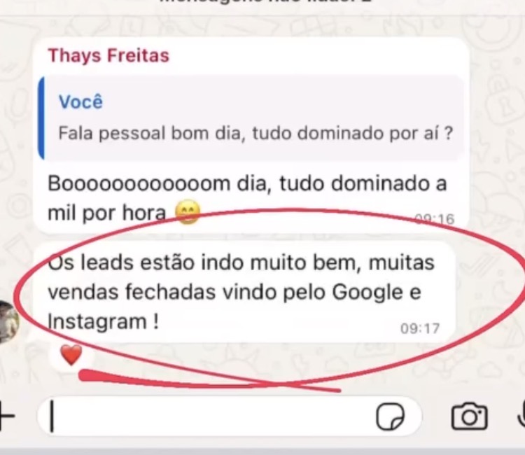 Cliente: vendas pelo Google e Instagram