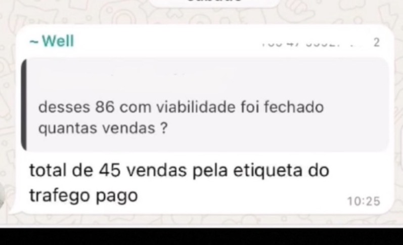 Cliente: 45 vendas pelo tráfego pago